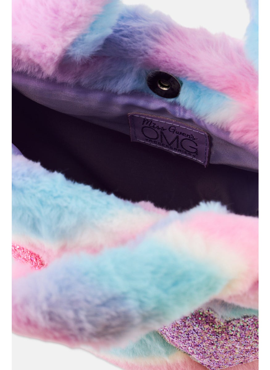 OMG Accessories Kids Girl Faux Fur Handbag, Multicolor  - Image 3