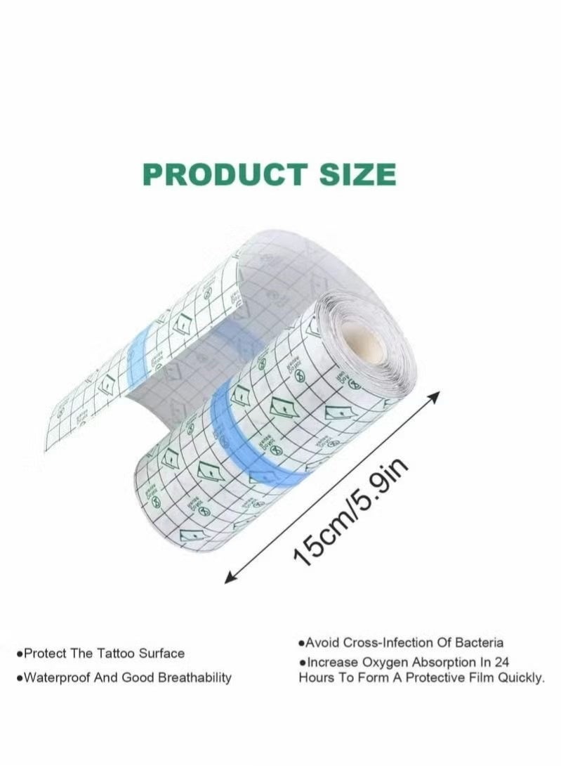 Tattoo Aftercare Bandage, Transparent Film Dressing,PU Membrane Waterproof Sticker,Second Skin Healing Protective Bandages Stretch Antibacterial Wound Tape (2 m x 15 cm) - Image 3