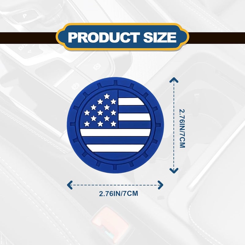 Vrasly 4 Pack USA Flag Car Cup Holder Coasters - Image 2
