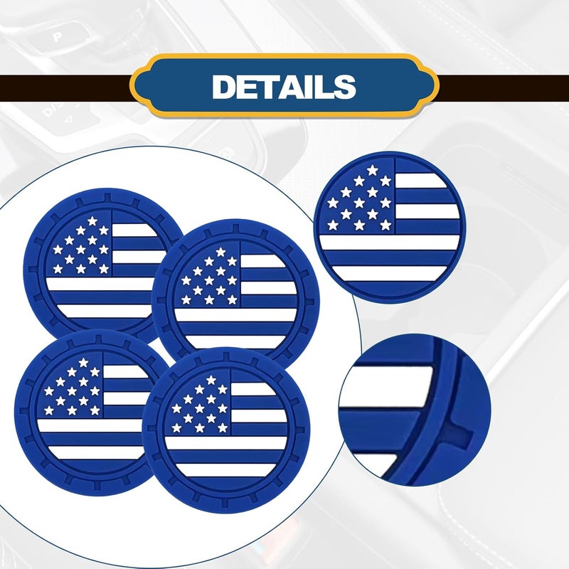 Vrasly 4 Pack USA Flag Car Cup Holder Coasters - Image 5