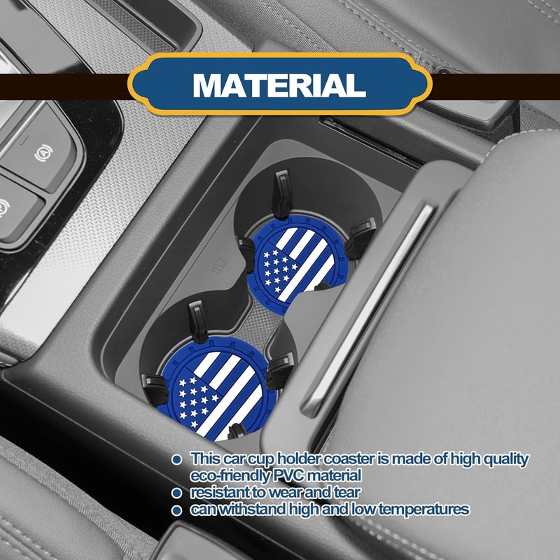 Vrasly 4 Pack USA Flag Car Cup Holder Coasters - Image 4