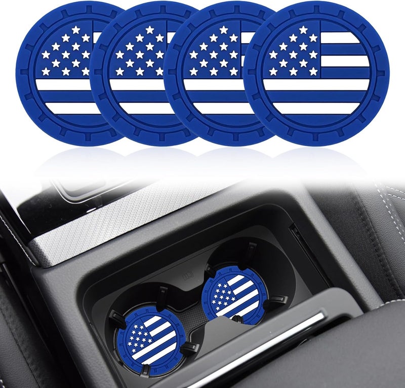 Vrasly 4 Pack USA Flag Car Cup Holder Coasters - Image 1