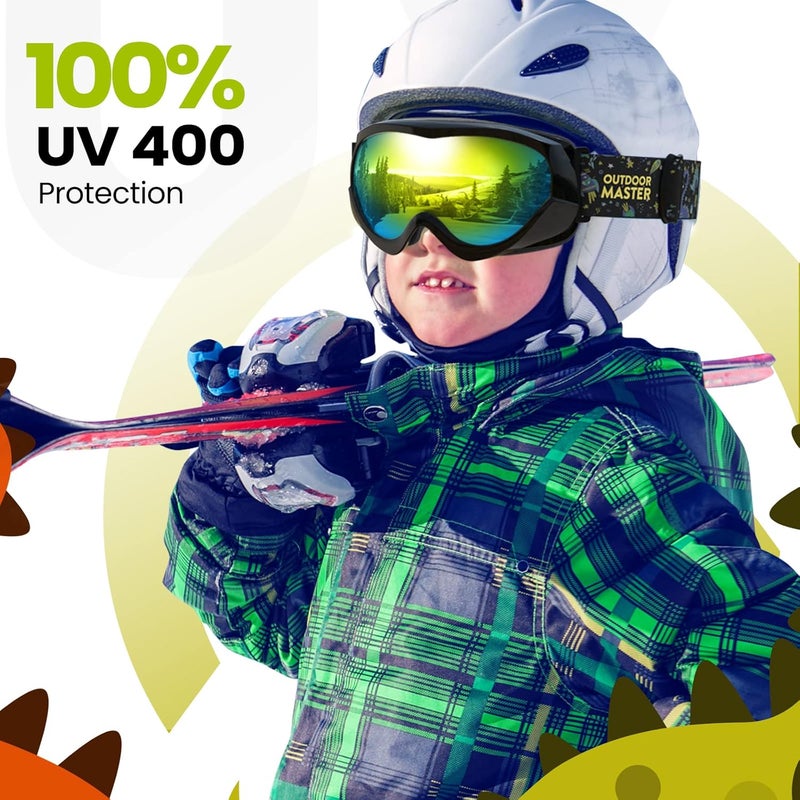 OutdoorMaster Kids Ski Goggles - Helmet Compatible Snow Goggles for Boys & Girls with 100% UV Protection - Image 3