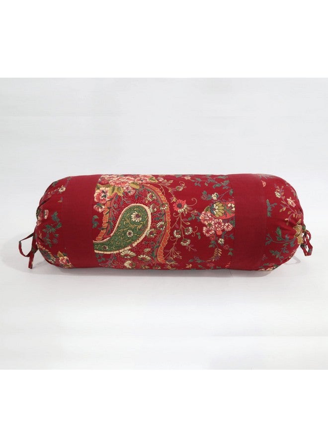 Swayam Round Bed Side Long Bolster Pillow Cover Cotton Printed Soft and Luxurious Decorative 30" x 30" Bolster Cover Set of 2 for Living Room Diwan Set, Maroon - Image 2
