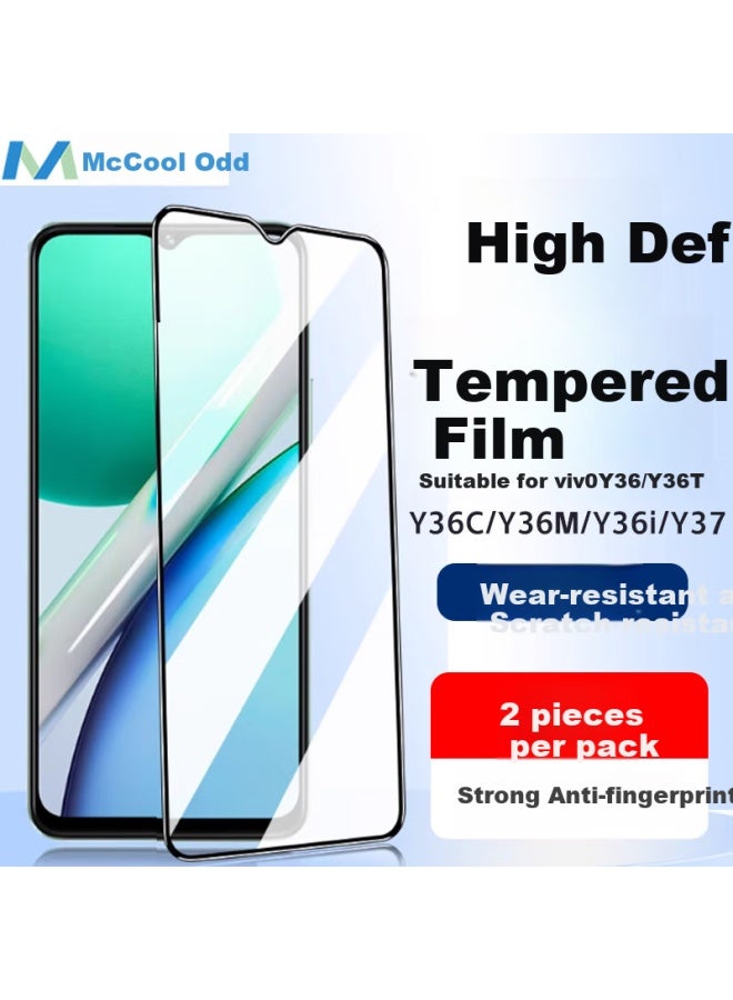Maikuqi Tempered Glass Screen Protector For Vivo Y36/y37/y36t/y36c/y36m/y36i, High Definition Full Screen Coverage Anti-fingerprint Glass Film - 2 Pack - Image 1