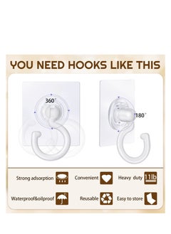 Excefore Adhesive Ceiling Hooks, 9 Pcs Reusable Wall Heavy Duty Hooks, White Plastic Heavy Duty Adhesive Ceiling Hooks, for Kitchen Bathroom Ceiling Wall Office Window  - Image 4