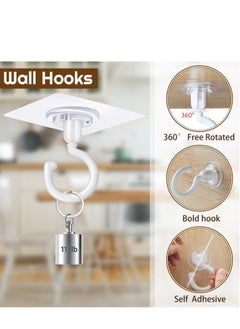 Excefore Adhesive Ceiling Hooks, 9 Pcs Reusable Wall Heavy Duty Hooks, White Plastic Heavy Duty Adhesive Ceiling Hooks, for Kitchen Bathroom Ceiling Wall Office Window  - Image 3