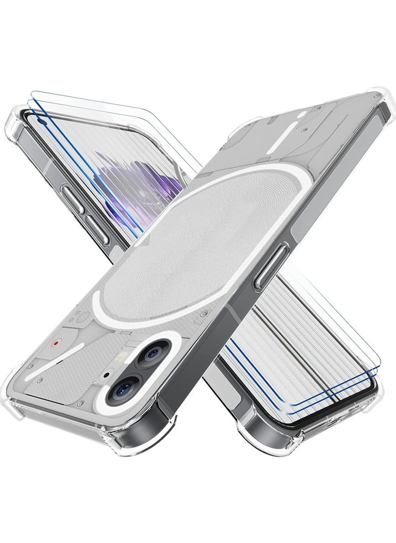 Raxoom Nothing Phone 1 Case with 2 Pack Tempered Glass Screen Protector, Crystal Clear TPU Silicone Case with Airbag Corners, Drop Protection Cover For Nothing Phone 1 - Image 1