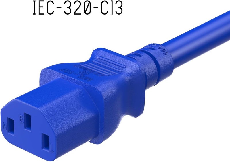 Cable Leader 10ft 18 AWG Universal Power Cord IEC320 C13 to NEMA 5-15P, Extension Power Cord, Compatible with Computers, Monitors, Printers & TVs, Blue - Image 5