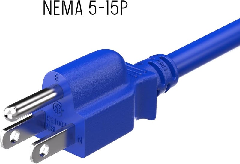 Cable Leader 10ft 18 AWG Universal Power Cord IEC320 C13 to NEMA 5-15P, Extension Power Cord, Compatible with Computers, Monitors, Printers & TVs, Blue - Image 4