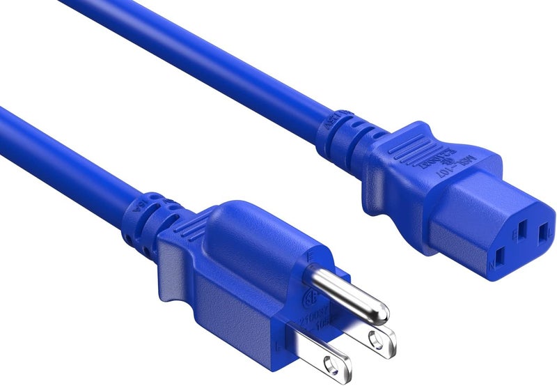 Cable Leader 10ft 18 AWG Universal Power Cord IEC320 C13 to NEMA 5-15P, Extension Power Cord, Compatible with Computers, Monitors, Printers & TVs, Blue - Image 1