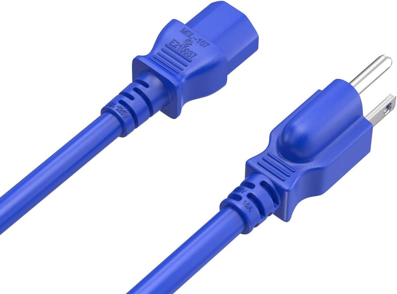 Cable Leader 10ft 18 AWG Universal Power Cord IEC320 C13 to NEMA 5-15P, Extension Power Cord, Compatible with Computers, Monitors, Printers & TVs, Blue - Image 2