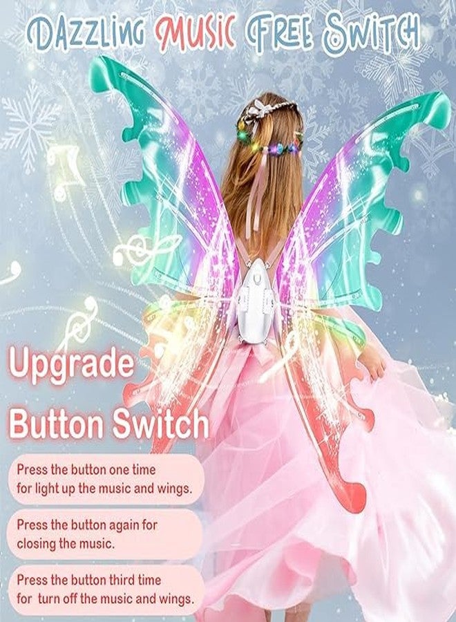 SMALL CLAP Light Up Fairy Wings for Girl, LED Butterfly Moving Wings for Toddler Fairy Costume for Women,Halloween Costumes for Girls Adult Fairy Wings with Music Birthday for Kids - Image 4