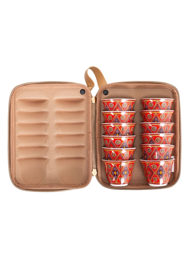 AL SANIDI Najdi engraving Completed anti-shock Mugs bag, Coffee mugs bag, Woody, Size 15*19.3*7.3Cm - Image 1