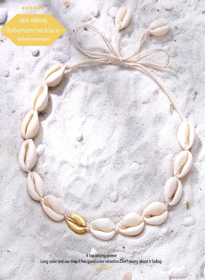 Chennie Boho Cowrie Shell Choker Necklace White Beach Puka Seashell Necklaces Handmade Adjustabale Necklace Summer Chain Jewelry for Women - Image 2