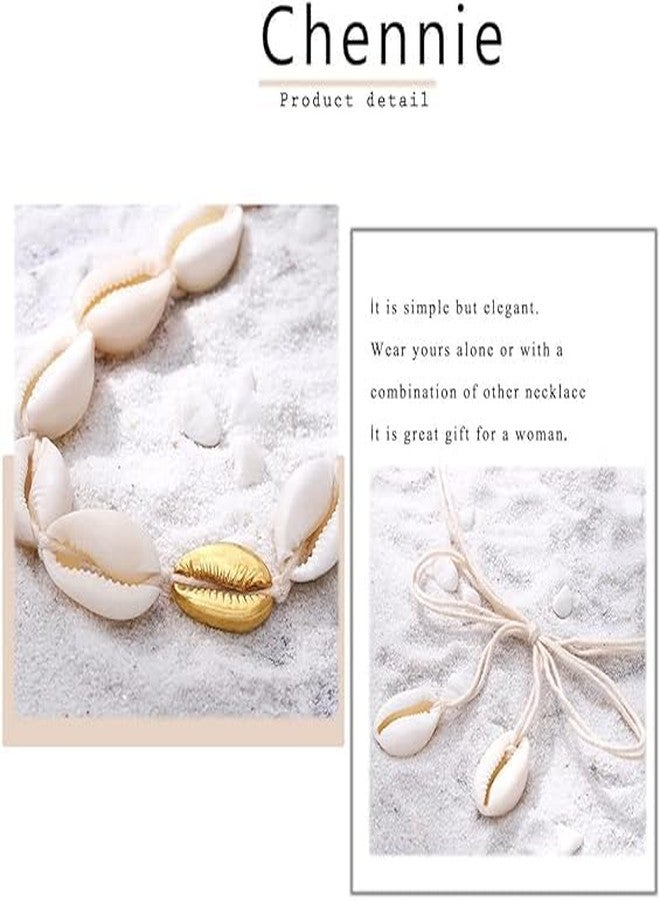 Chennie Boho Cowrie Shell Choker Necklace White Beach Puka Seashell Necklaces Handmade Adjustabale Necklace Summer Chain Jewelry for Women - Image 4