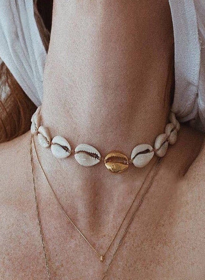 Chennie Boho Cowrie Shell Choker Necklace White Beach Puka Seashell Necklaces Handmade Adjustabale Necklace Summer Chain Jewelry for Women - Image 3