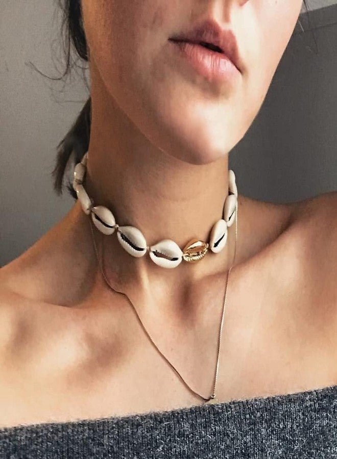 Chennie Boho Cowrie Shell Choker Necklace White Beach Puka Seashell Necklaces Handmade Adjustabale Necklace Summer Chain Jewelry for Women - Image 5
