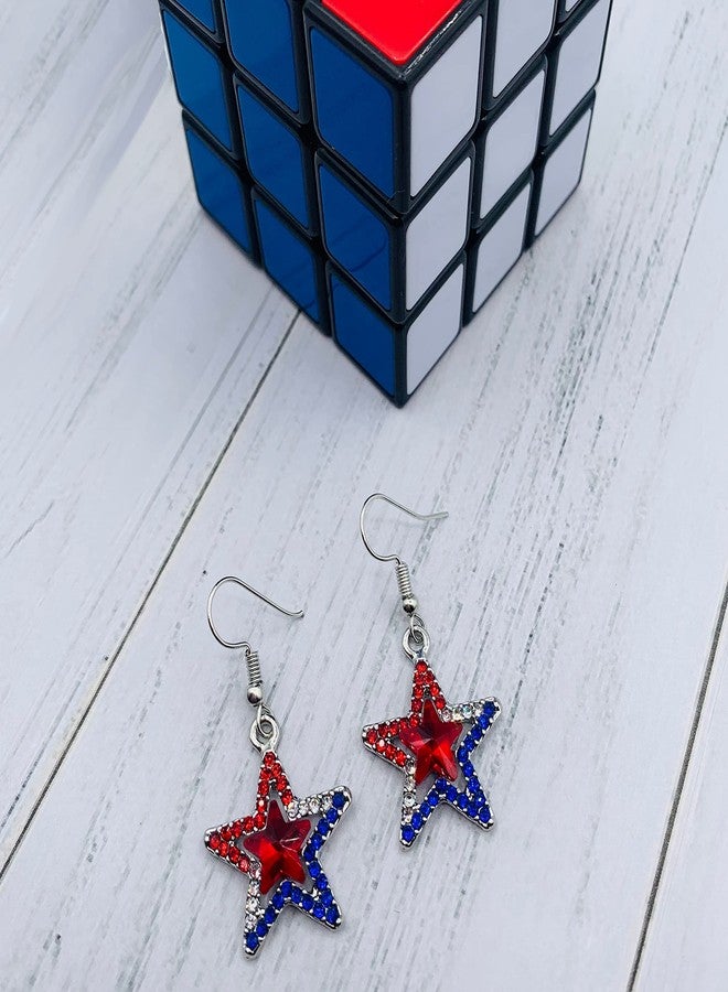 Mall of Style July 4th Jewelry Set for Women - Star Necklace Earrings - Patriotic Jewelry (Red Stones Set) - Image 5