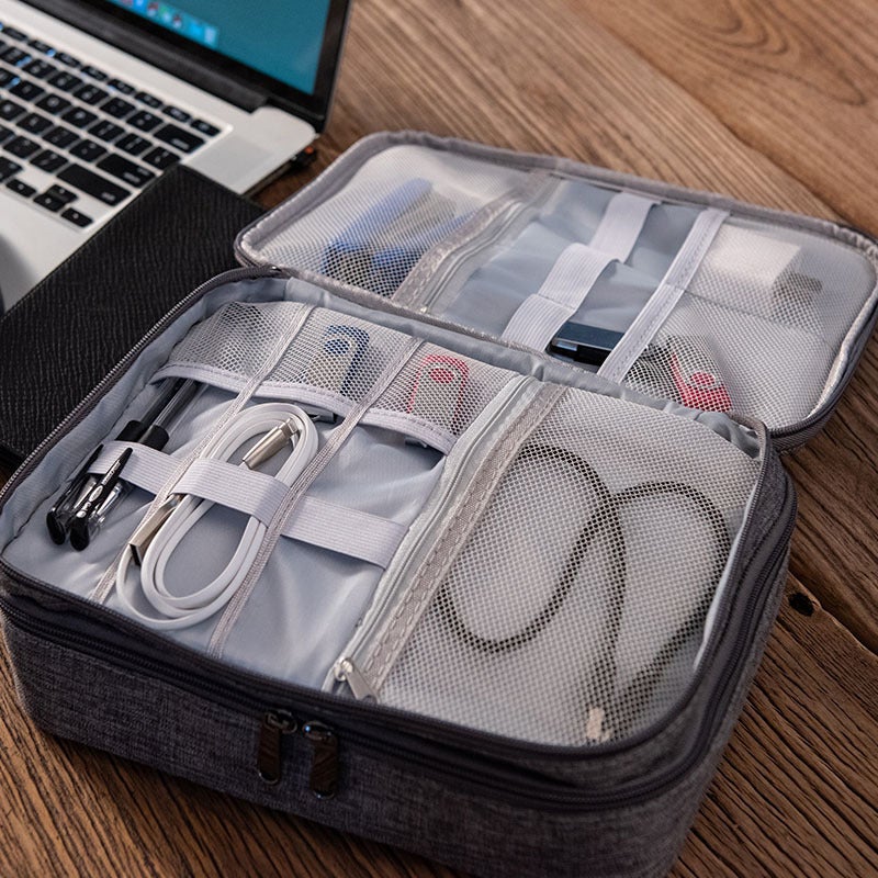 Cationic Charger Cosmetics Bag Portable Data Cable Mobile Phone Cosmetics Bag Waterproof Three-Layer Digital Bag - Image 3