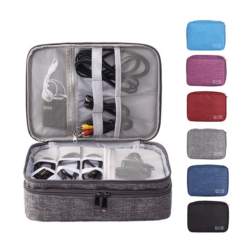 Cationic Charger Cosmetics Bag Portable Data Cable Mobile Phone Cosmetics Bag Waterproof Three-Layer Digital Bag - Image 4