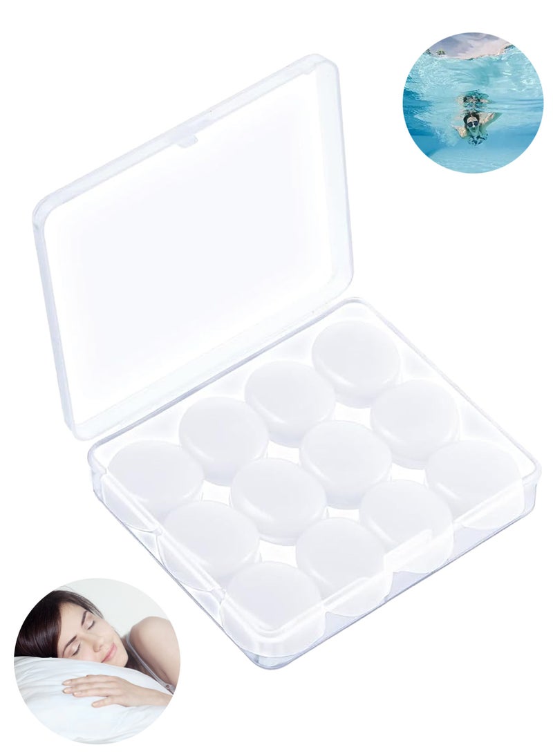 Soft Silicone Earplugs for Sleeping and Swimming, 12-pcs Pack, Reusable Waterproof Earplugs, Comfortable Fit, Ideal for Travel and Daily Use - Image 1