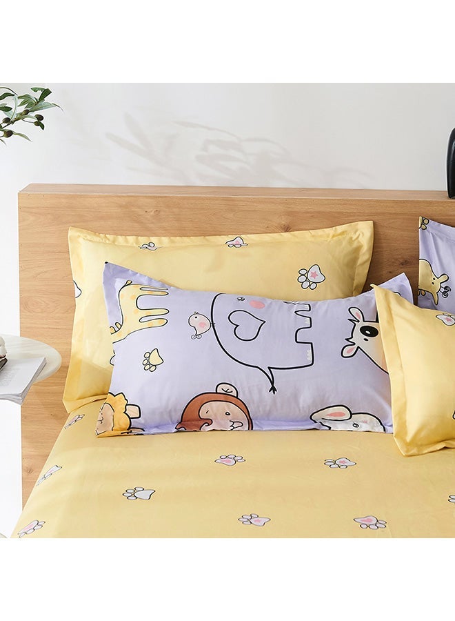 NIBEMINENT 4-Piece Happy Ranch Design Bedding Set Polyester Purple/Yellow/Brown Duvet Cover 150x200 Cm, Bed Sheet 160x220 Pillow 48x75cm - Image 4