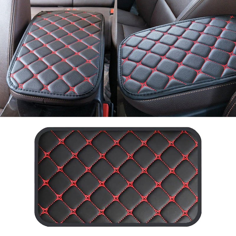 Couslcd Car Center Console Cushion Pad Universal PU Leather Waterproof Car Armrest Protection Cover Comfortable Universal Car Interior Decor Accessories for SUV Sedan Truck BlackRed - Image 3