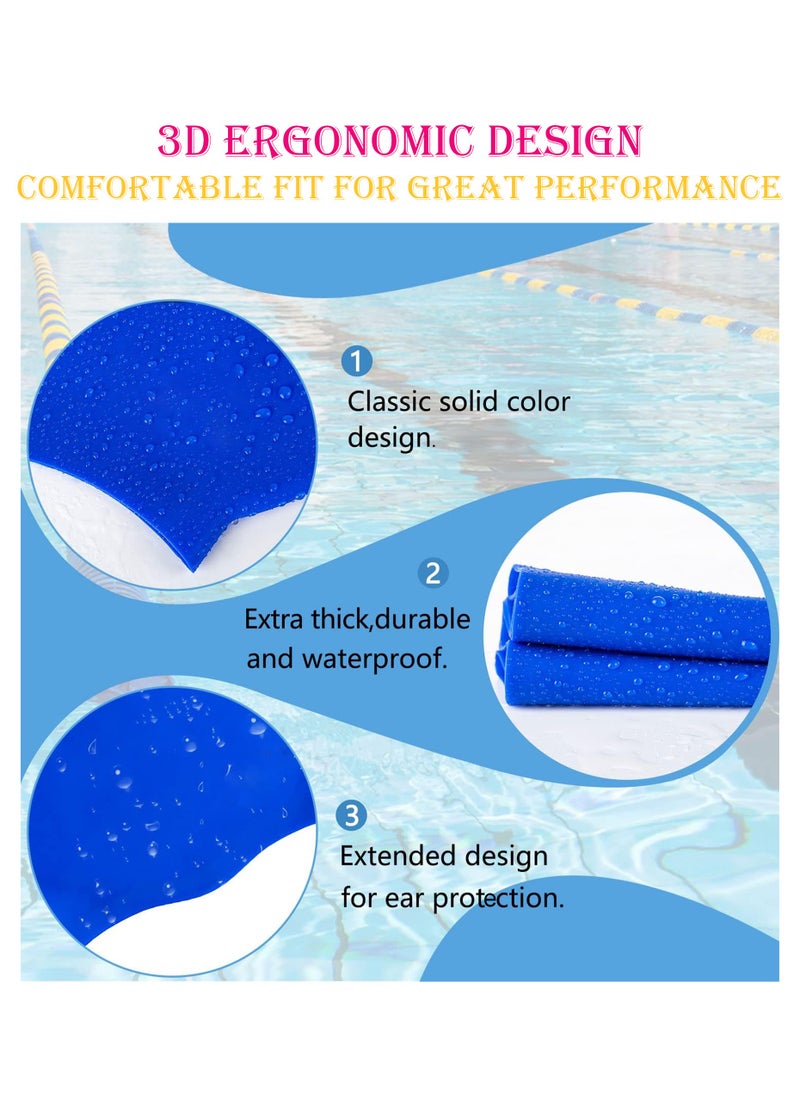 The BZ Company - Swimming Cap - Swimming Cap for Women - Swimming Cap for Men - Swimming Cap Kids -Swimming Hat - Pool Cap - Silicone Swim Cap with Reusable Silicone Ear Plugs (Blue Set) - Image 1