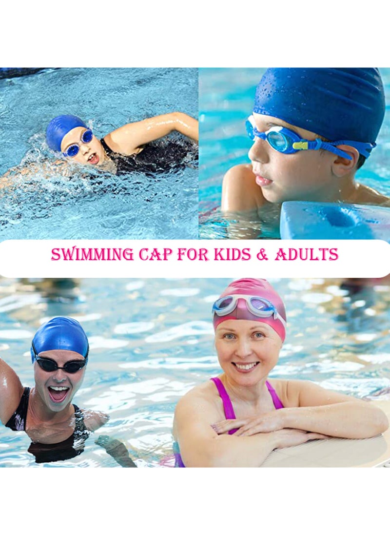 The BZ Company - Swimming Cap - Swimming Cap for Women - Swimming Cap for Men - Swimming Cap Kids -Swimming Hat - Pool Cap - Silicone Swim Cap with Reusable Silicone Ear Plugs (Blue Set) - Image 1
