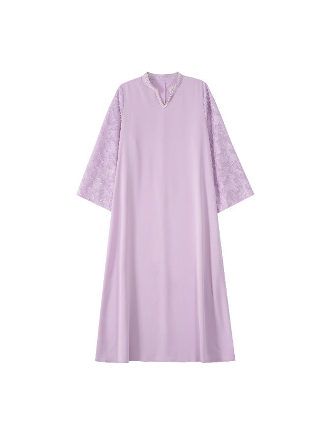 Luxurious Pearl Collar Comfortable and Elegant Long Skirt Robe - Image 1
