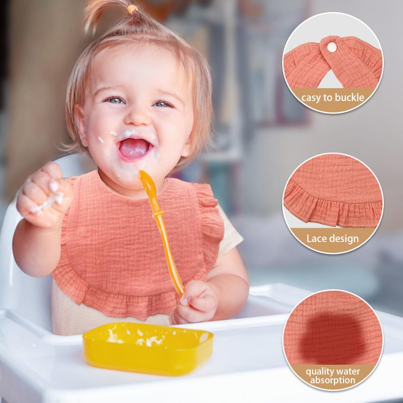 MUSBUY Baby Bibs Baby Drool Teething Bibs Set of 12, 4-Layer 100% Muslin Cotton, Unisex - Babies, Infants - Image 3