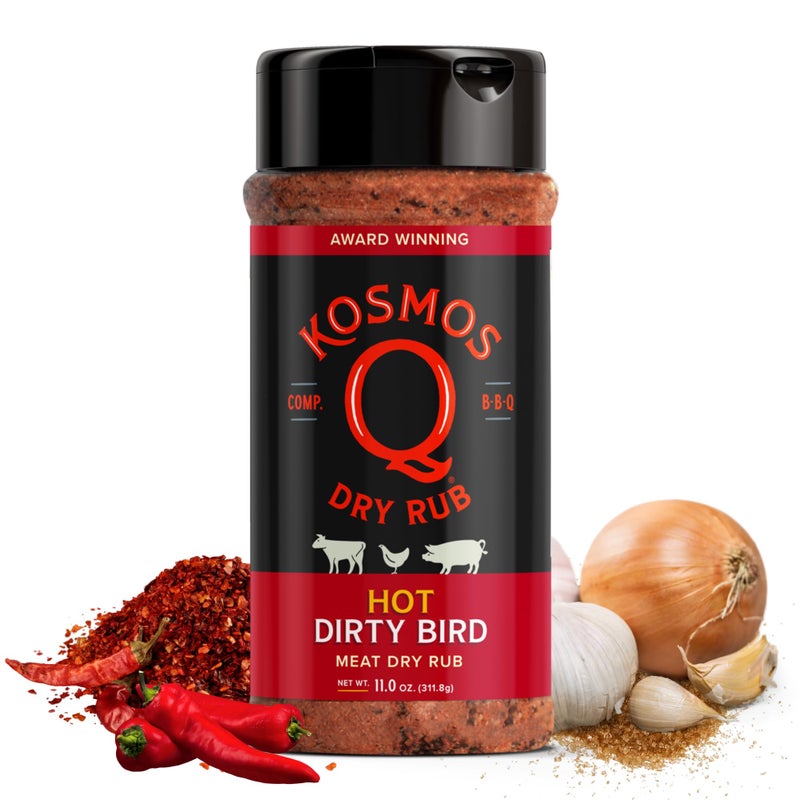 Kosmos Q Hot Dirty Bird BBQ Dry Rub Spicy Seasoning with Chili Pepper Brown Sugar Garlic  Onion for Chicken Turkey Ribs Pork Dry Rub for Smoking  Grilling Meat BBQ Spice Blend 11 Oz Bottle - Image 3