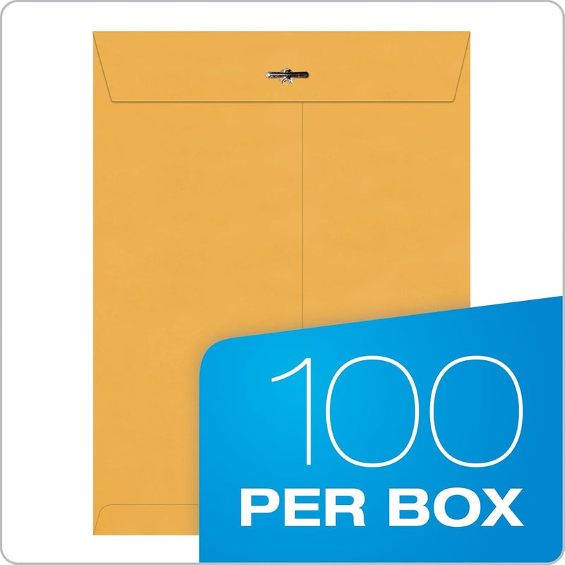 Quality Park 9 x 12 Clasp Envelopes with Deeply Gummed Flaps, Great for Filing, Storing or Mailing Documents, 28 lb Brown Kraft, 100 per Box (QUA37890) - Image 4