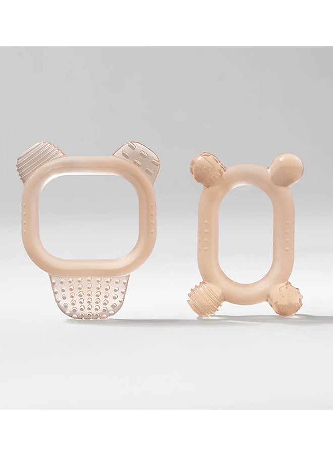 Babycare Babycare - Baby Teether 2 Pieces Set, Pearl Powder, BPA-Free, Non-Toxic, Soft Silicone, Safe for Babies, Easy to Grip, Gentle on Gums, Ideal for Teething Relief, Portable, Durable Design  - Image 2