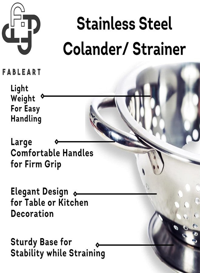 Fableart Stainless Steel Colander | Strainer | Sieve with Pudding (Medium- 24cm) - Image 3
