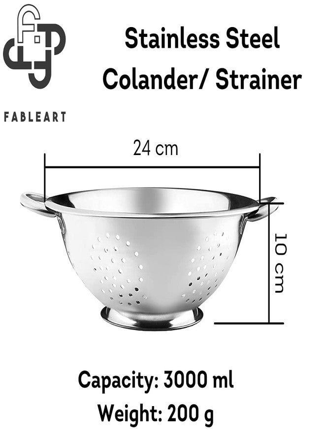 Fableart Stainless Steel Colander | Strainer | Sieve with Pudding (Medium- 24cm) - Image 2