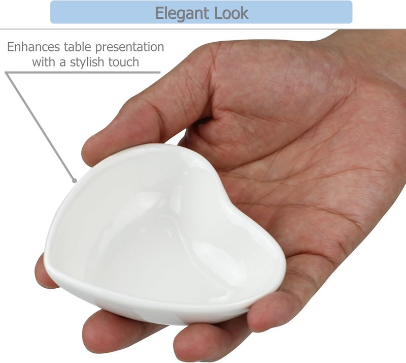 EIKS 4 Pack Ceramic Dipping Bowls Side Dishes for Serving ketchup Wasabi Condiments Appetizer Snacks HeartShape - Image 5