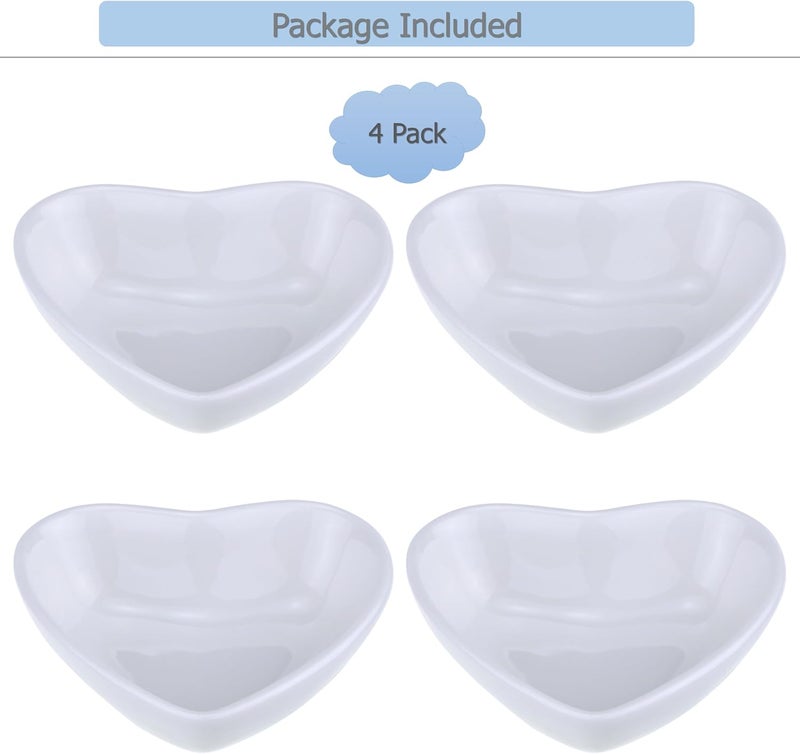 EIKS 4 Pack Ceramic Dipping Bowls Side Dishes for Serving ketchup Wasabi Condiments Appetizer Snacks HeartShape - Image 2