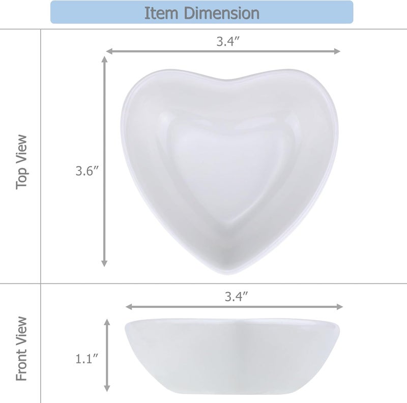 EIKS 4 Pack Ceramic Dipping Bowls Side Dishes for Serving ketchup Wasabi Condiments Appetizer Snacks HeartShape - Image 3