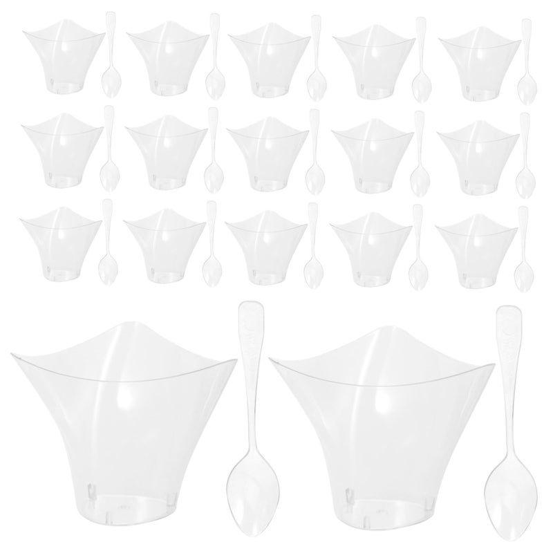 Clear Plastic Dessert Cups And Spoons Set For Parfaits Pudding Ice Cream Home Bakery Party - Image 2