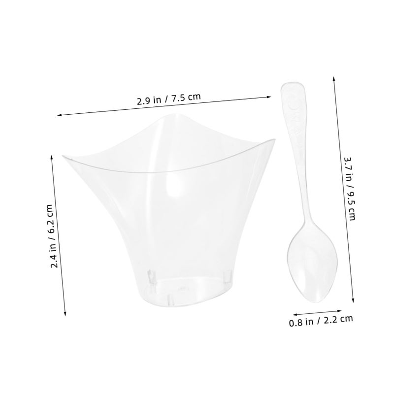 Clear Plastic Dessert Cups And Spoons Set For Parfaits Pudding Ice Cream Home Bakery Party - Image 3