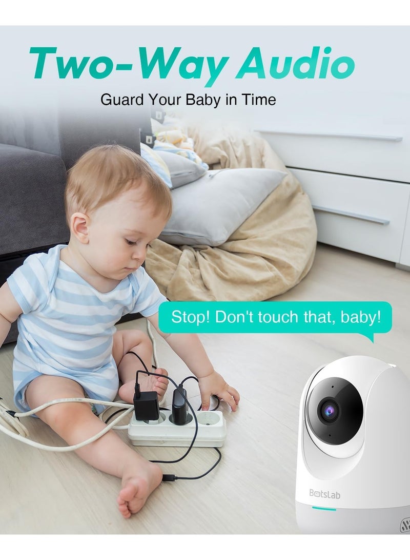 Botslab Indoor Cam Pan Tilt Camera, 2K WiFi Smart Home Security Camera with Human and Moition Detection, Night Vision Baby Monitor Camera and Audio, Works - Image 4