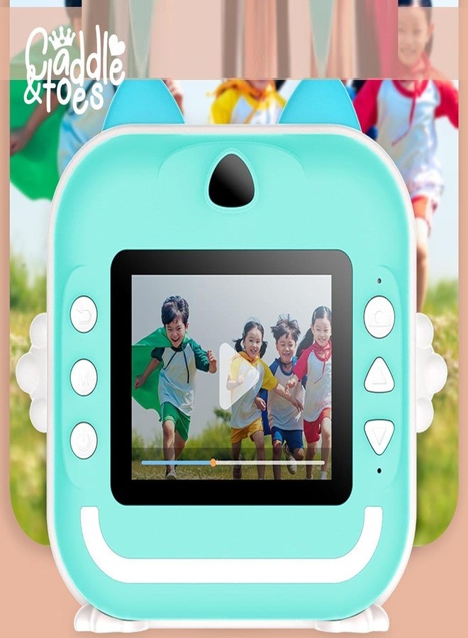 CADDLE & TOES كاميرا الطباعة الفورية للأطفال من كادل آند توز - دقة 1080 بكسل عالية الوضوح، 48 ميجابكسل، بلوتوث، تطبيق مجاني، 3 لفات من ورق الطباعة، ملصقات، فلاتر ممتعة، هدية للأطفال (أزرق) - Image 2