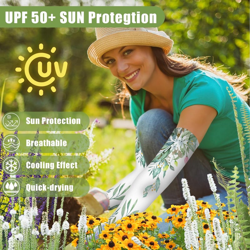 Bebila Gardening Sleeves for Women Farm UV Sun Protection Anti-Scratch Cooling Sleeves with Thumb Hole Arms Cover Outdoors (white) - Image 3