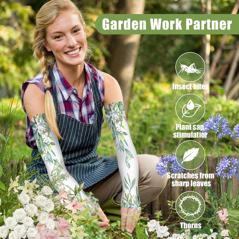 Bebila Gardening Sleeves for Women Farm UV Sun Protection Anti-Scratch Cooling Sleeves with Thumb Hole Arms Cover Outdoors (white) - Image 5