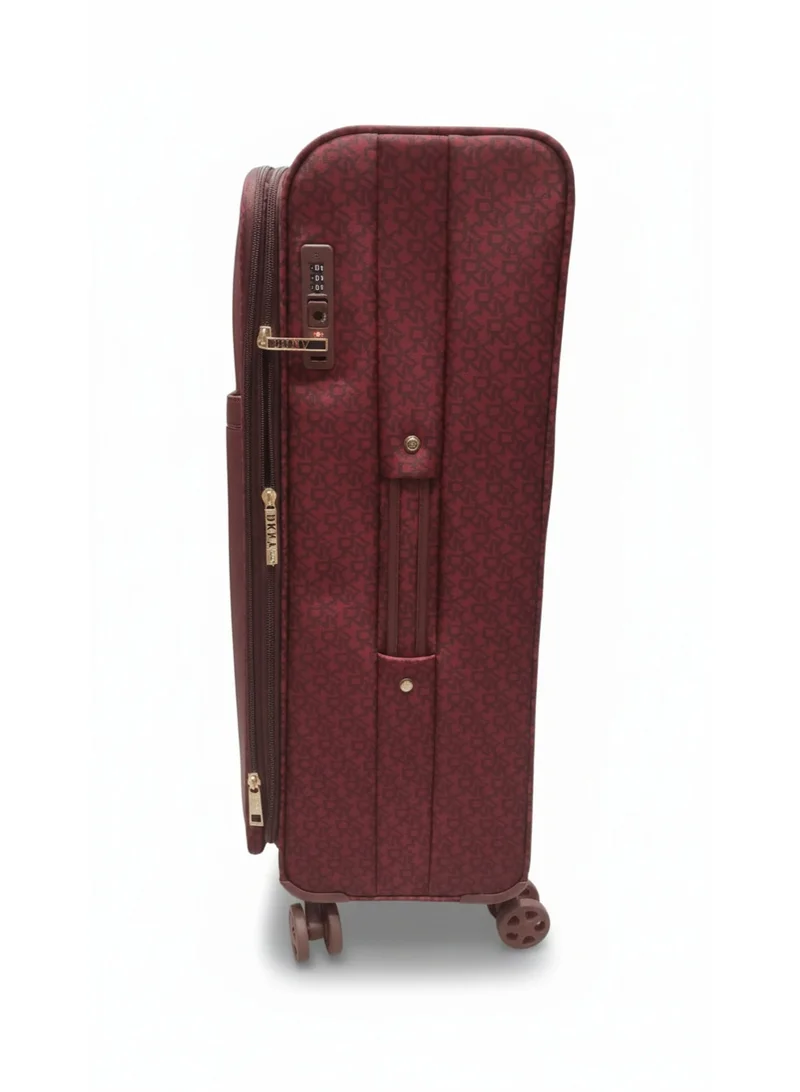 DKNY  DKNY Vintage Signature Large Check-In Trolley Bag | 28-Inch Softside Spinner Suitcase | Dark Red  | Best Price UAE