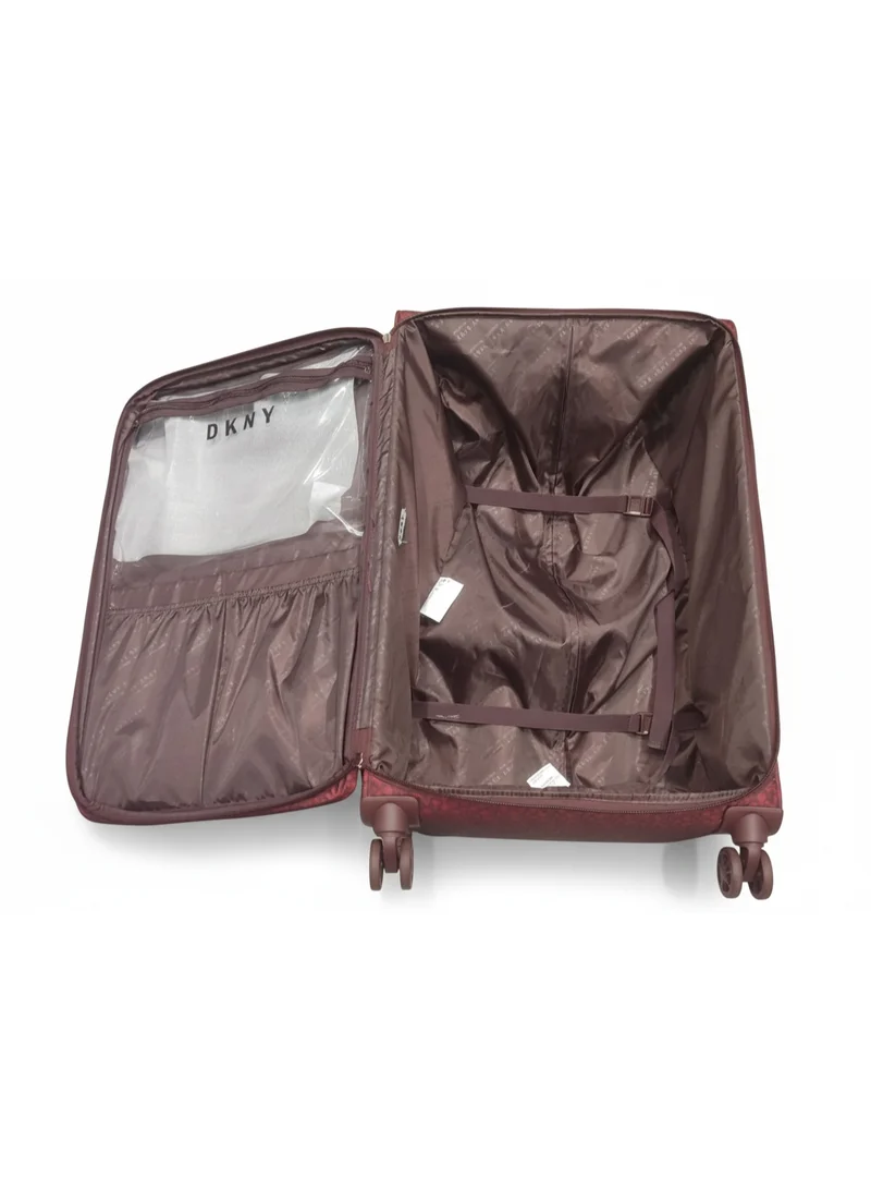 DKNY  DKNY Vintage Signature Large Check-In Trolley Bag | 28-Inch Softside Spinner Suitcase | Dark Red  | Best Price UAE