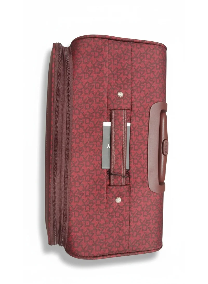 DKNY  DKNY Vintage Signature Large Check-In Trolley Bag | 28-Inch Softside Spinner Suitcase | Dark Red  | Best Price UAE