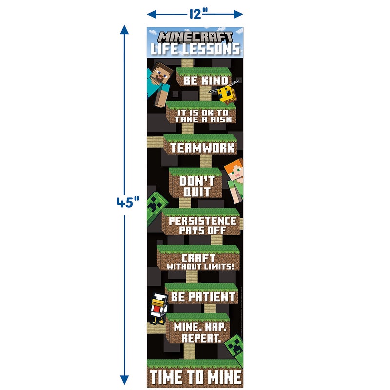 Eureka Minecraft Life Lessons Vertical Classroom Banner for Teachers, 12" x 45" - Image 3